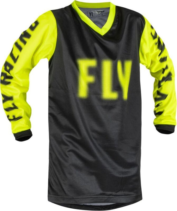 FLY RACING F-16 Youth Jersey - Black/Neon Yellow 376-220YXS
