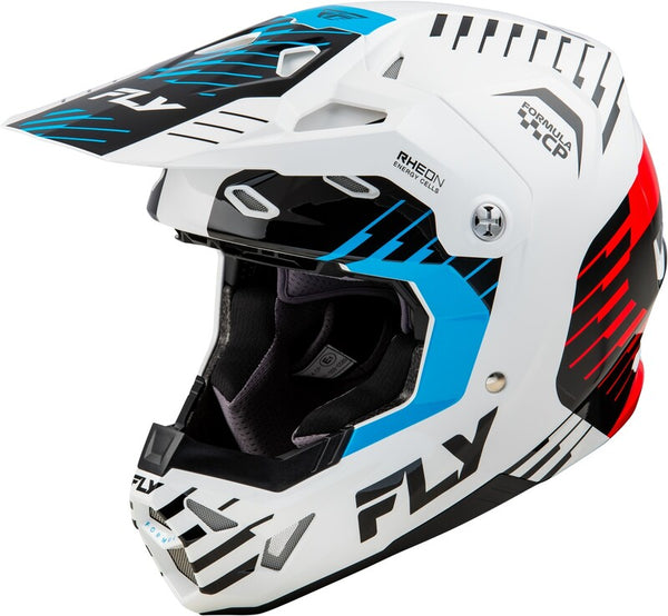 FLY RACING Formula CP Slice Helmet - White/Red/Cyan 73-0052L