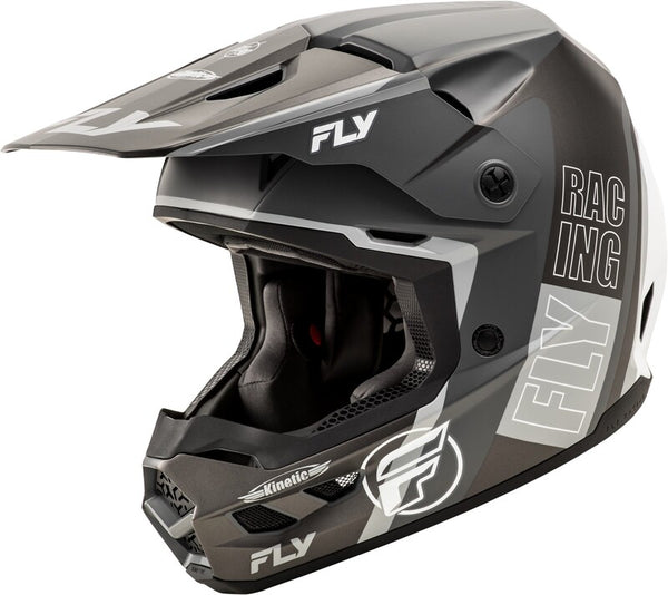 FLY RACING Kinetic Rally Helmet - Matte Grey/Black/White 73-8662X