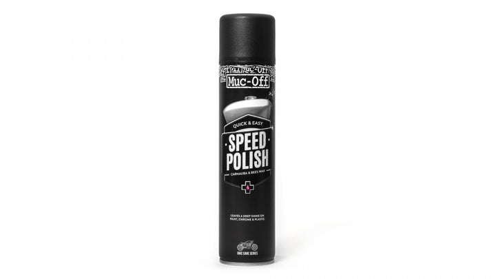 Muc-Off Speed Polish - Spray 400ml med svart design, idealisk för snabb och enkel fordonsvård. Perfekt för bil, motorcykel och cykel.