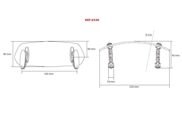 VISOR MULTIADJUSTABLE CLIP-ON 263X95MM. C/CLEAR