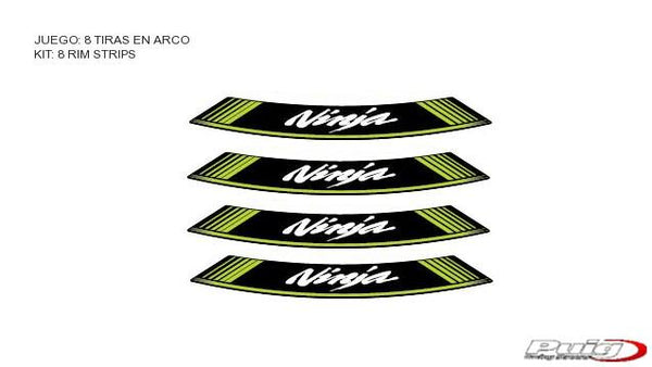 KIT 8 RIM STRIPS NINJA C/GREEN