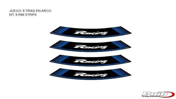 KIT 8 RIM STRIPS RACING C/BLUE