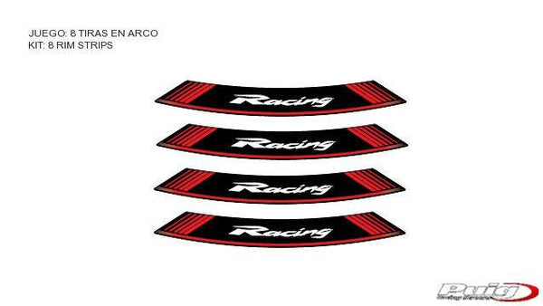 KIT 8 RIM STRIPS RACING C/RED