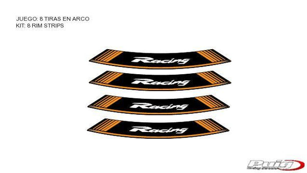 KIT 8 RIM STRIPS RACING C/ORANGE