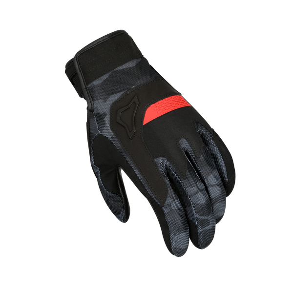 Motorcycle glove Macna, Congra Black grey camo/red
