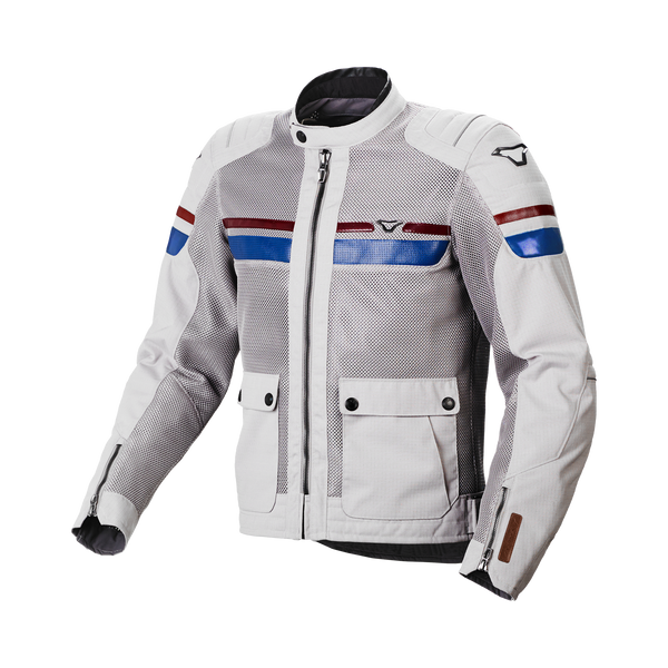 Motorcycle Jacket Macna, Fluent Light grey/blue/red