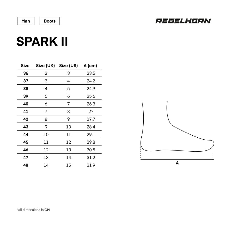 Rebelhorn Unisex Mc-Skor Spark II Svart /Flu