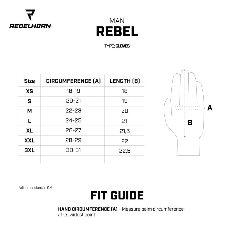 Rebelhorn Sport Mc-Handskar Rebel Svart /Flu