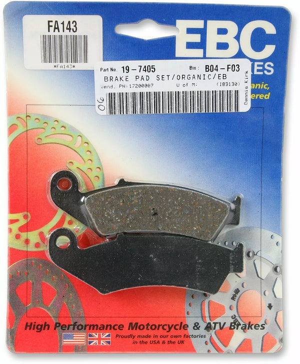 EBC BRAKE PAD FA SER ORGANIC FA143