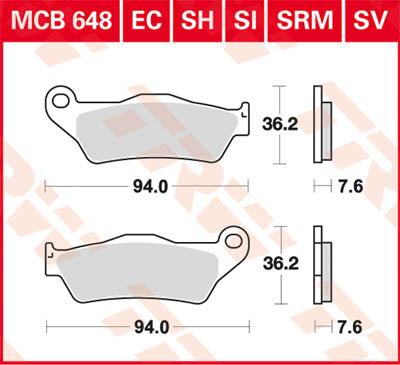 TRW BRAKE PAD TRW MCB648SV MCB648SV