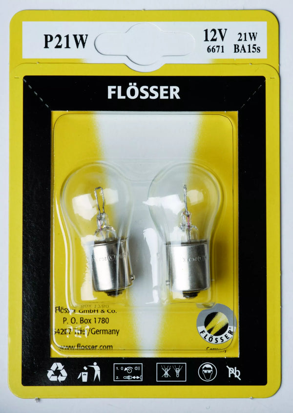 FLOSSER BULB P21W 12V 21W BA15S 10PK 6671