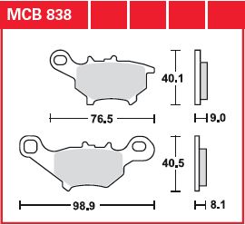 TRW BRAKE PAD ORGANIC STREET MCB838