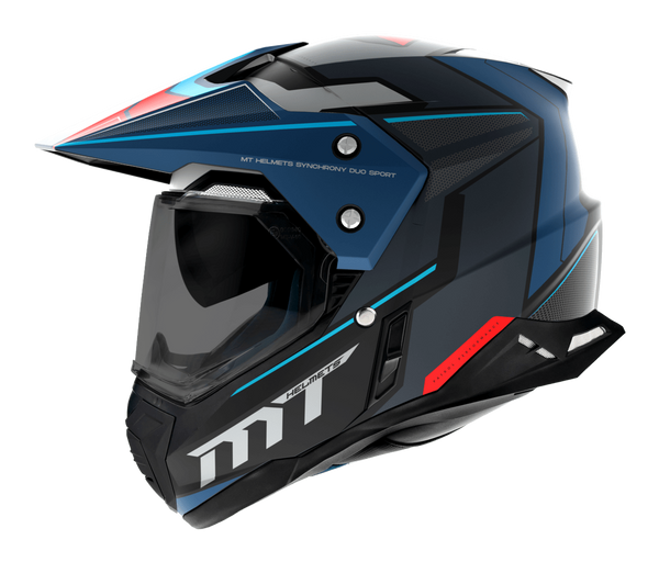 MT Helmets Enduro Mc-Hjälm Synchrony Patrol Matt Blå med modern design, visir och ventilationssystem. Perfekt för stad och offroad.